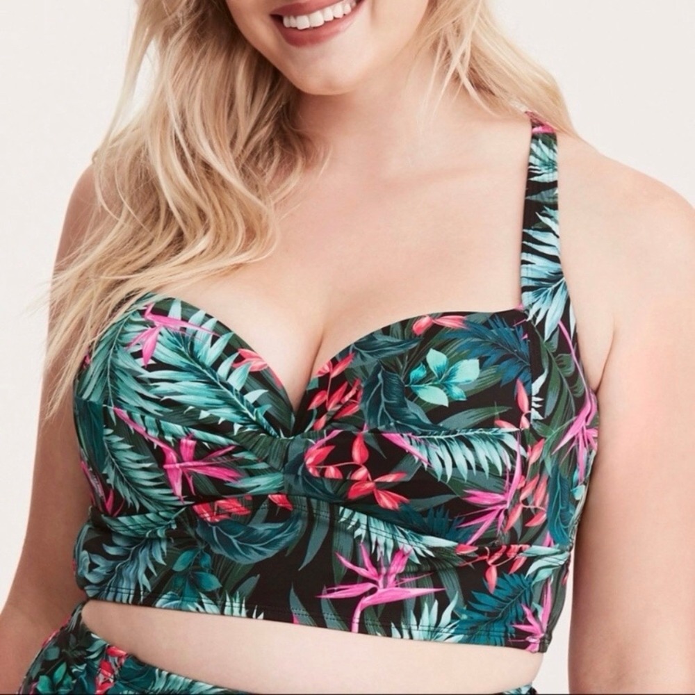 Torrid Tropical Palm Midline Underwire Bikini Top Size 3X‎